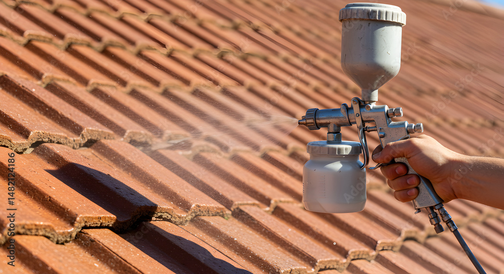 Professional roof coating being applied to tiled roof in Dundee